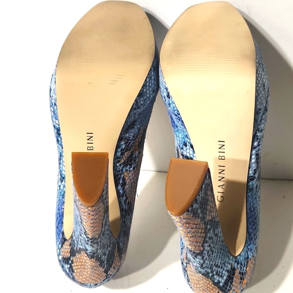 Gianni Bini Daniella Leather Snakeskin Platform Open Toe High Heel Size 8 EUC!! - Picture 13 of 16